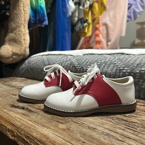 Size 8 Toddler Red and White Saddle Oxfords